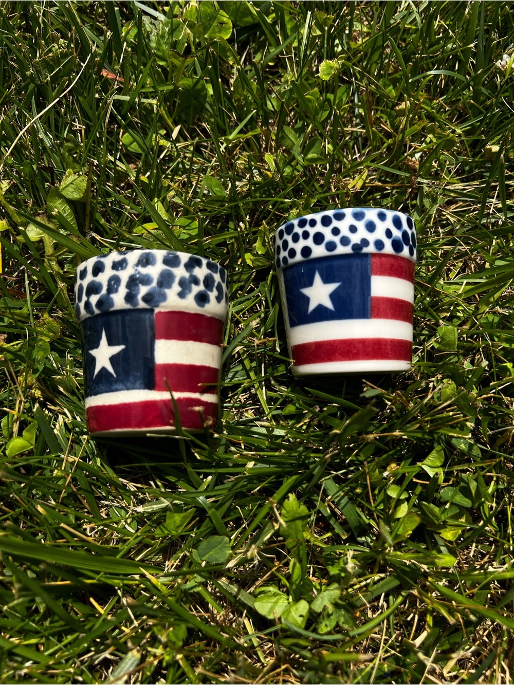 Primitive Americana Mini Flag Planters